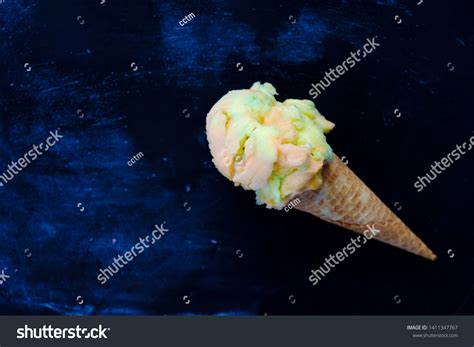 Rainbow Sherbet Ice Cream Cone On Stock Photo 1411347767 | Shutterstock