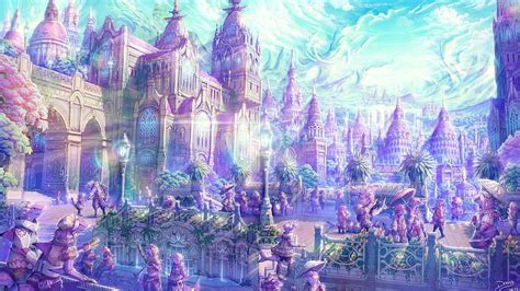 Anime artistic cities fantasy soft castles landscapes places magical HD ...