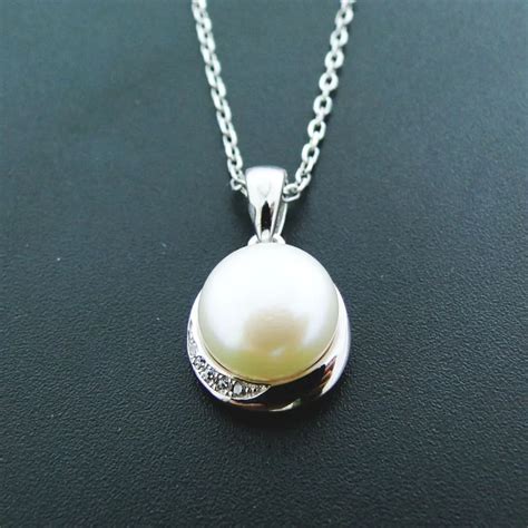 10MM Milky White Pearl Pendant for Wedding, Natural Freshwater Real Pearl Pendant 925 Sterling ...