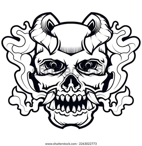 Skull Evil Head Mascot Logo Line Stock Vector (Royalty Free) 2263022773 ...