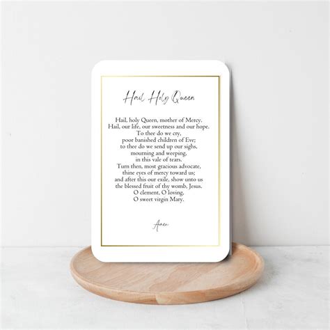 Laminated Prayer Card Hail Holy Queen Catholic Prayer Card - Etsy