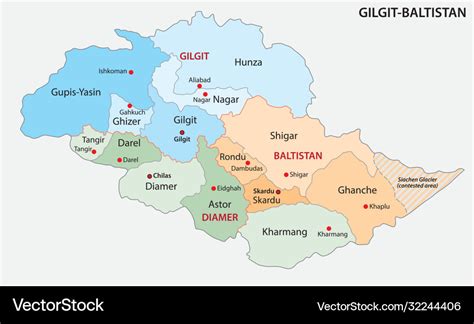 Administrative map gilgit-baltistan pakistan Vector Image