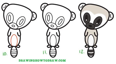 Learn How to Draw a Super Cute Cartoon Lemur Easy Step by Step Drawing Tutorial for Kids ...