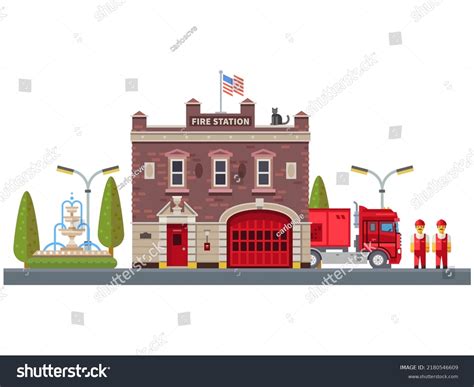 Fire Station Illustration White Background Stock Illustration 2180546609 | Shutterstock