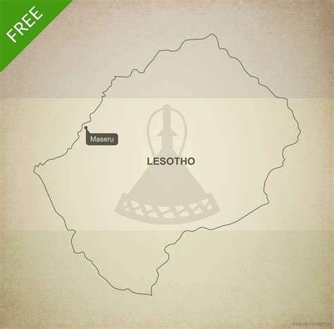 Free Vector Map of Lesotho Outline | One Stop Map