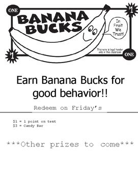 Banana Bucks Reward System by Angela Shannon | Teachers Pay Teachers