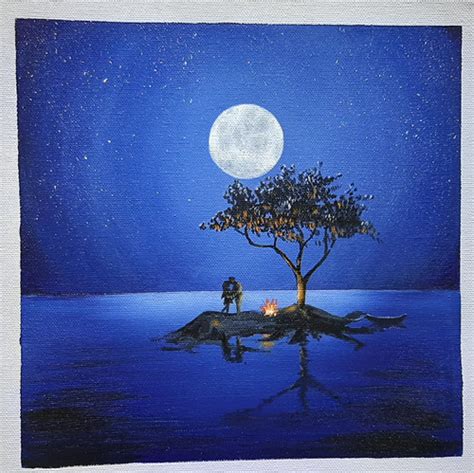 Buy Love Couple on Moon Light Handmade Painting by SUBHAM GHOSH. Code ...