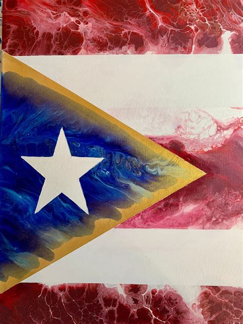 Acrylic Puerto Rico Flag Paint Pour Fluid Art Work on Canvas - Etsy