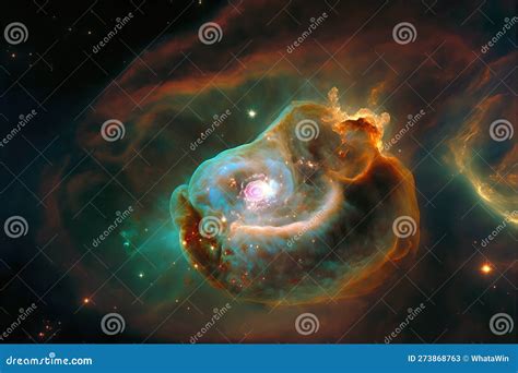 Green Nebula with Stars. Fantasy Galaxy Generative AI Background Stock ...