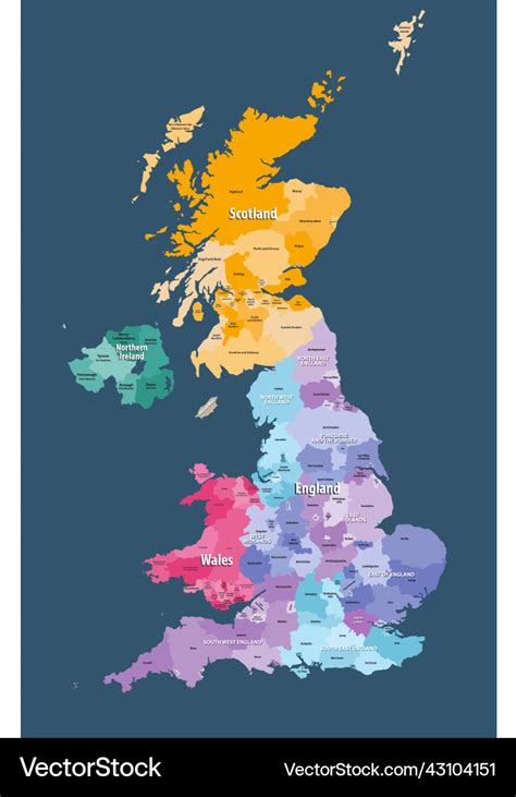 United kingdom high detailed map Royalty Free Vector Image