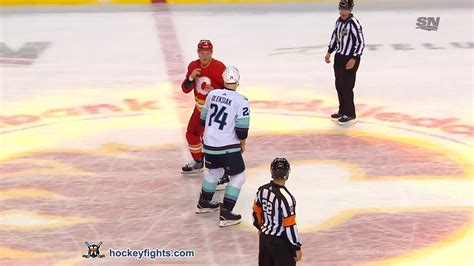 Jamie Oleksiak vs. Nikita Zadorov, November 01, 2022 - Seattle Kraken vs. Calgary Flames