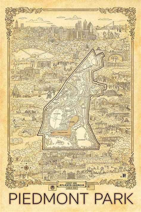 Piedmont Park Map | Etsy