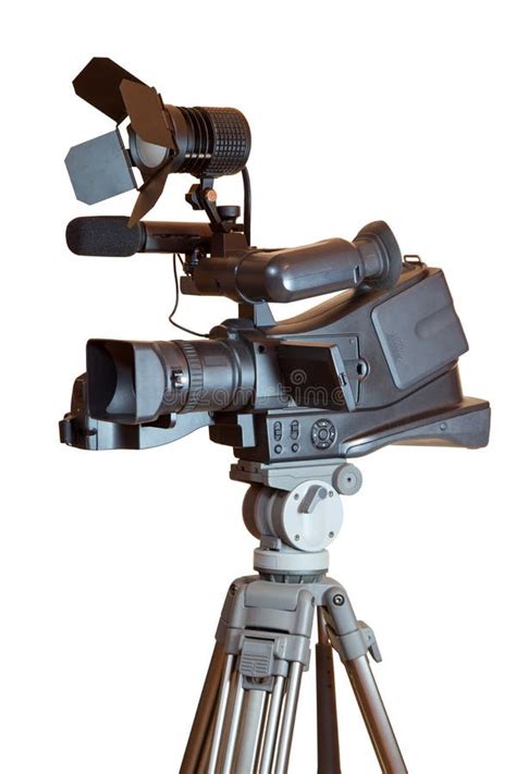 Professional Video Camera On A Tripod Stock Image - Image of media, recording: 33592483