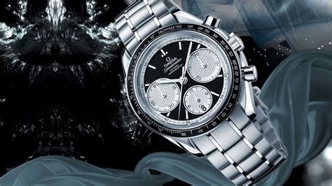 Round silver-colored Omega chronograph watch with link band, watch ...