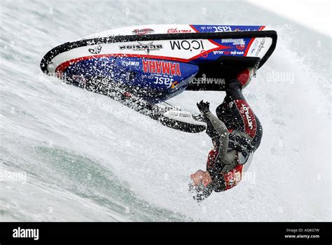 a man doing a barrel roll on a jet ski Stock Photo - Alamy