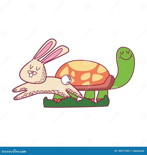 Rabbit and turtle cartoons stock vector. Illustration of bunny - 145271445