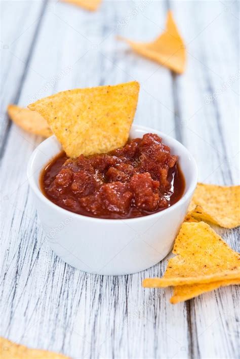 Nachos with Salsa Dip — Stock Photo © HandmadePicture #75414201