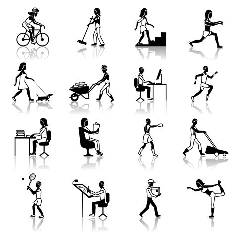 Physical Activities Icons Black 458992 Vector Art at Vecteezy