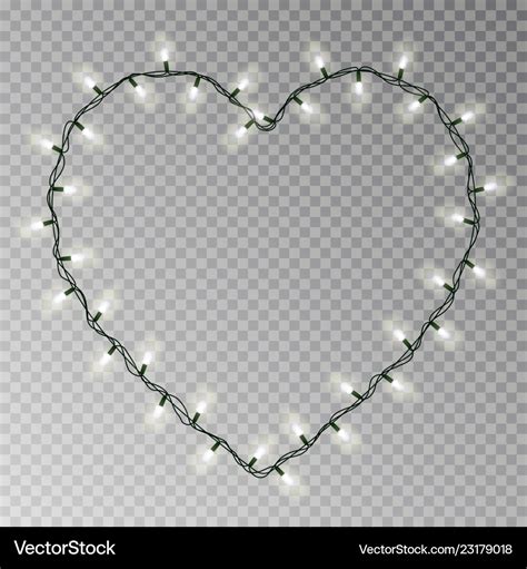 Christmas lights heart transparent light g Vector Image