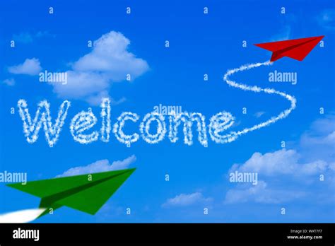 Welcome banner with text concept, copy space Stock Photo - Alamy