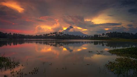 Free download | HD wallpaper: Gabawan Lake In Daraga Albay Philippines Reflection Of Mayon ...
