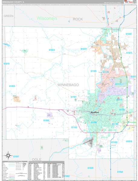 Winnebago County, IL Wall Map Premium Style by MarketMAPS - MapSales