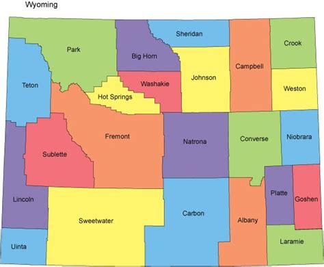 Wyoming PowerPoint Map - Counties