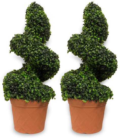 Woodside Artificial Topiary Swirl Trees 2 Pack | Ornamental | Outdoor Value