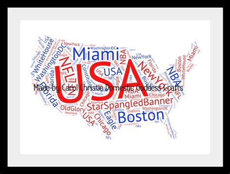 Map of USA Word Art, Personalised Map of America, American Word Collage, American Word Art ...