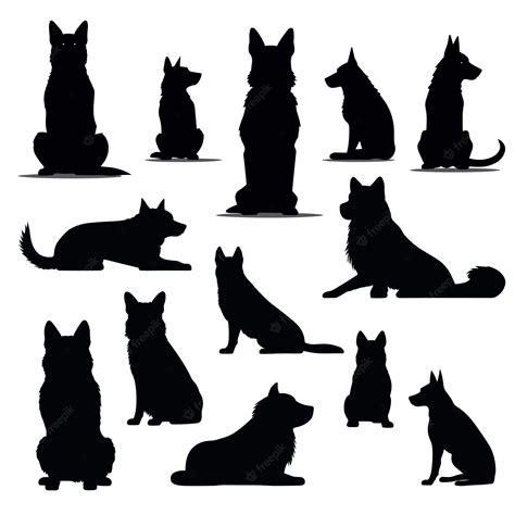 Premium Vector | Dog silhouette sitting tattoo and cute dogs