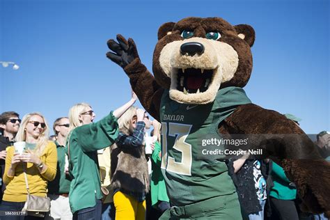 Bruiser, the Baylor University mascot, interacts with fans before ...