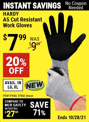 HARDY A5 Cut Resistant Work Gloves X-Large for $7.99 – Harbor Freight ...