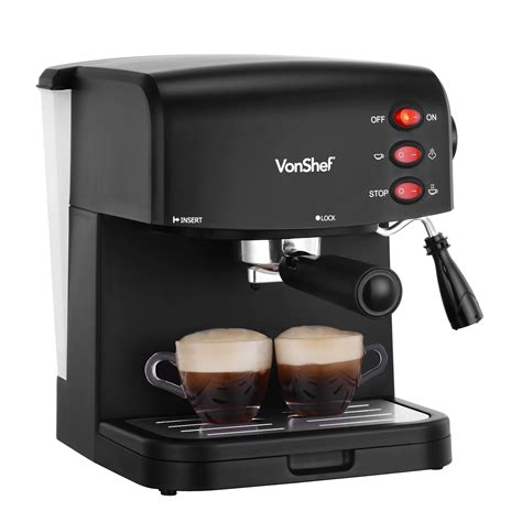 VonShef 15 Bar Espresso Machine Cappuccino Latte Coffee Maker 850W ...