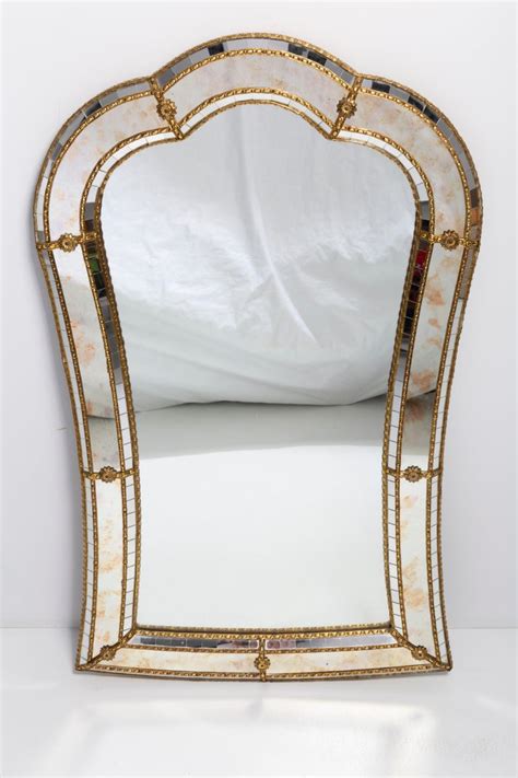 Vintage Big Original Mirror in Decorative Metal Frame, Italy, 1960s For Sale at 1stDibs