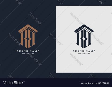 Initials rb logo with pillar element best for law Vector Image