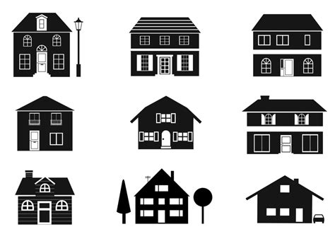 Black and White Houses Vector Pack 57076 Vector Art at Vecteezy