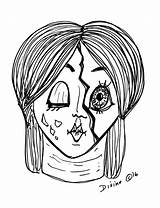 Haunted Creepy Doll Heads Scary Halloween Coloring Book Drawing 30  sketch template