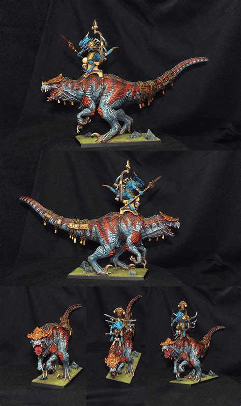 CoolMiniOrNot - Saurus Oldblood on Carnosaur by Sir Bone