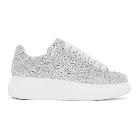 Alexander McQueen: Silver & White Crystal Oversized Sneakers | SSENSE | Sneakers, Wedding ...