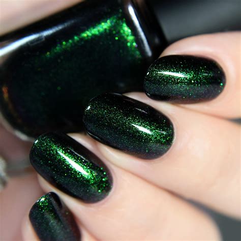 Salem - Rich Black Green Shimmer Nail Polish by ILNP