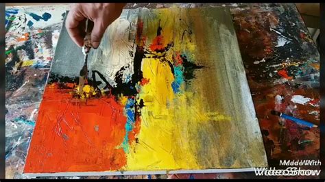 Acrylic abstract painting demonstration #Palette knife blending - YouTube