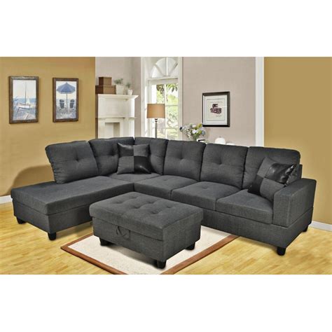 Grey microfiber sectional sofa for living room – TopsDecor.com