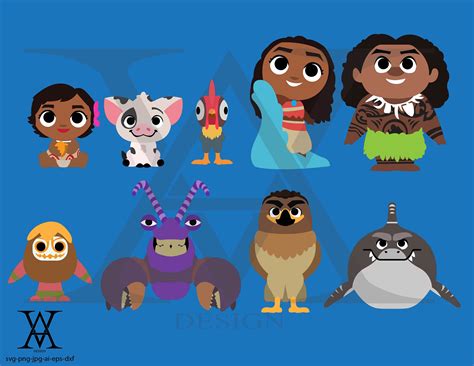 Moana characters clipart vector. INSTANT DOWNLOAD | Etsy