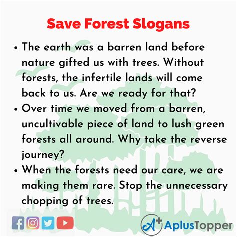 Save Forest Slogans | Unique and Catchy Save Forest Slogans in English ...