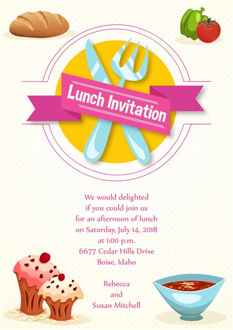 Amazing Invitation Vector: Lunch Invitation Vector Invitation Template - Designious