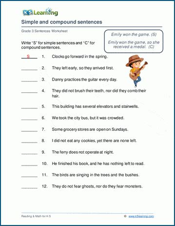 compound sentences worksheet with answers