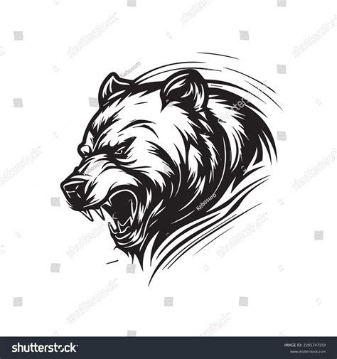 Angry Face Mascot Grizzly Bear Black Stock Vector (Royalty Free ...