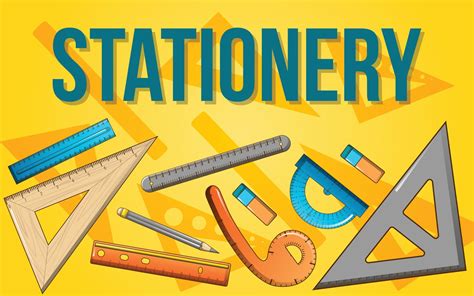 Stationery concept banner, cartoon style 8778579 Vector Art at Vecteezy