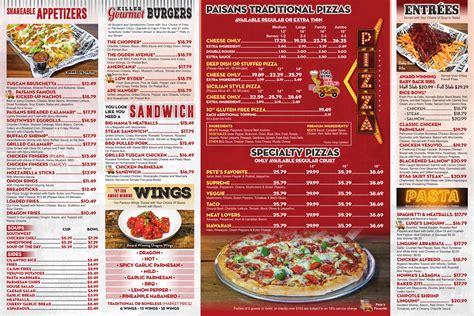 Paisans Pizzeria menu in Chicago, Illinois, USA