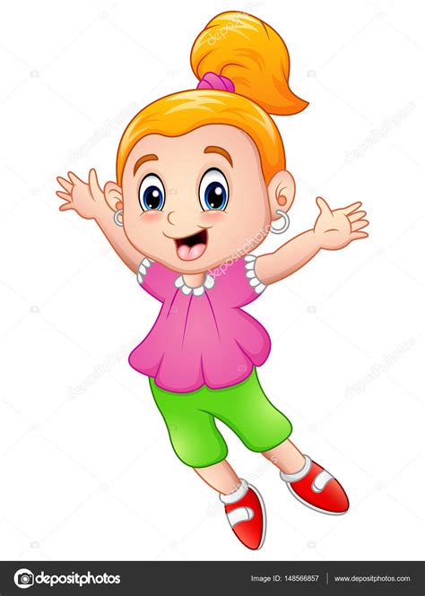 Happy little girl cartoon — Stock Vector © dualoro #148566857